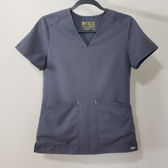 Figs Charcoal Gray Isabela Mock Scrub Top Size XXS - Picture 2 of 9